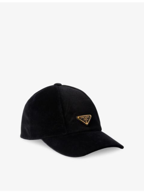 Triangle-Logo Velvet Baseball Cap