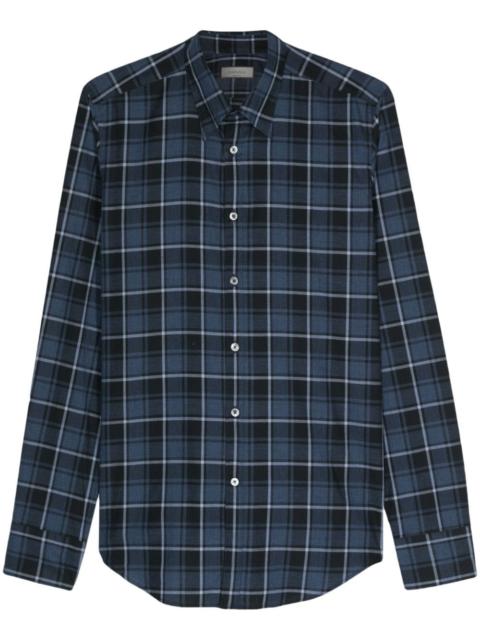 check-pattern cotton shirt