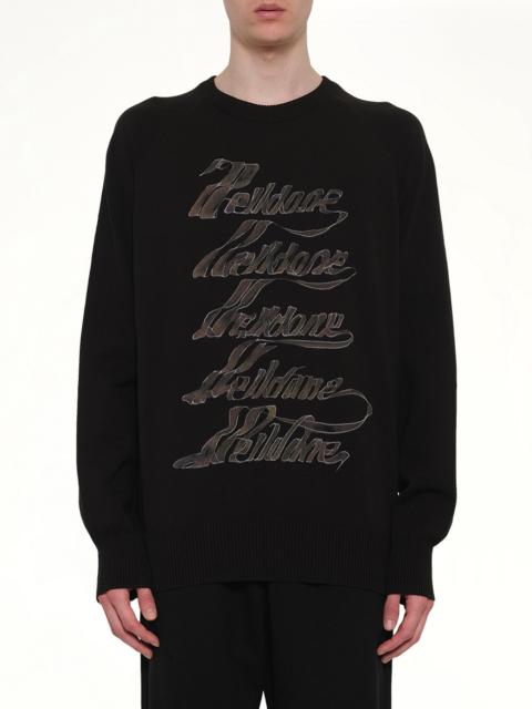 Multi Logo Print Sweater in Black