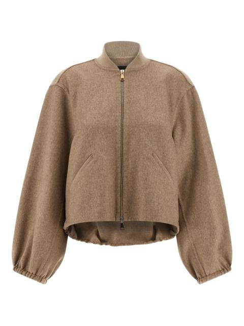 cashmere zip-front bomber jacket