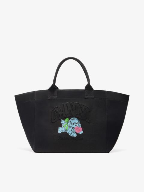 BLACK PUPPY XXL CANVAS TOTE BAG