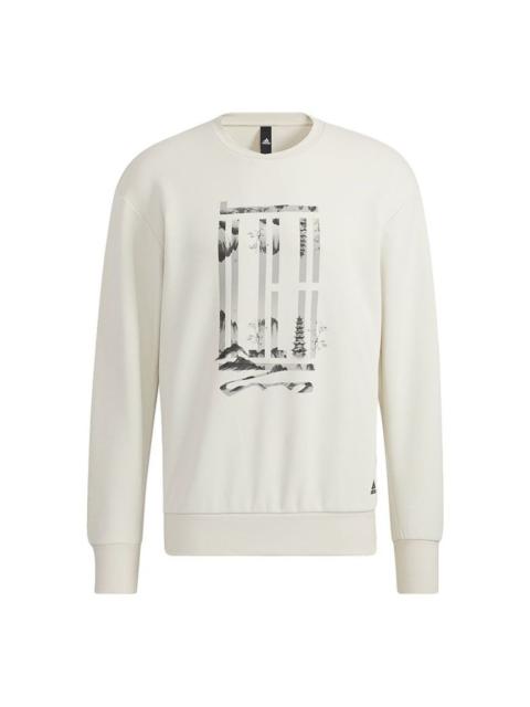 Men's adidas Wj Logo Swt Sports Round Neck Pullover Creamy White H39300