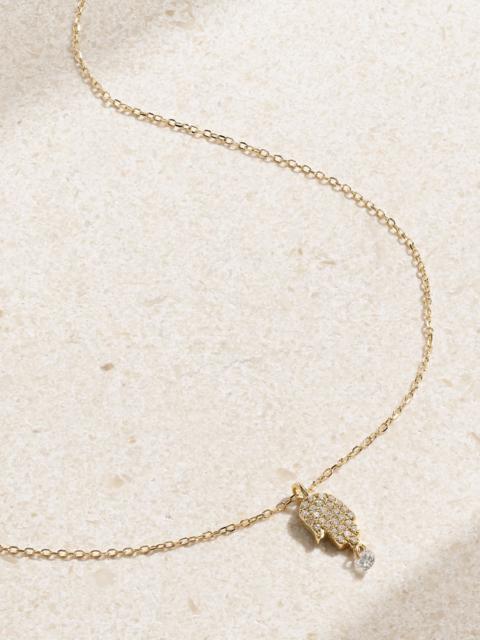 Hand of Fatima 18-karat gold diamond necklace Gold