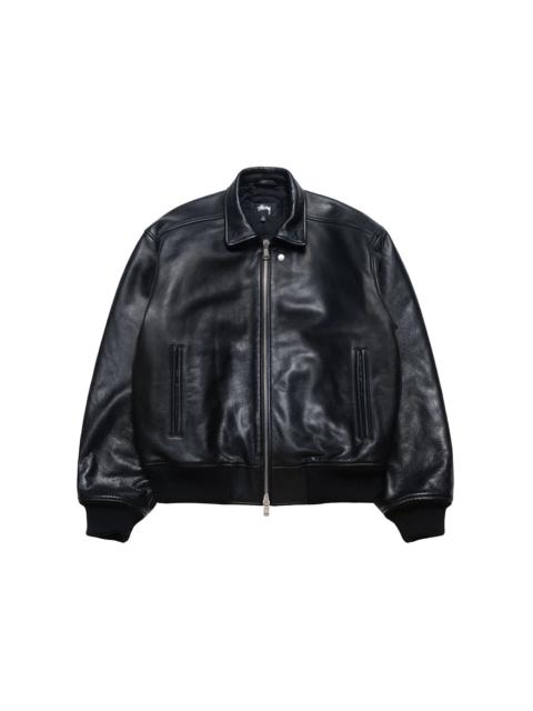 Stussy Leather Flight Jacket Black