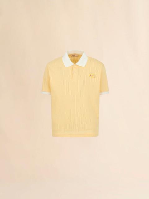 YELLOW INTERLOCK POLO SHIRT WITH JACQUARD MOTIF