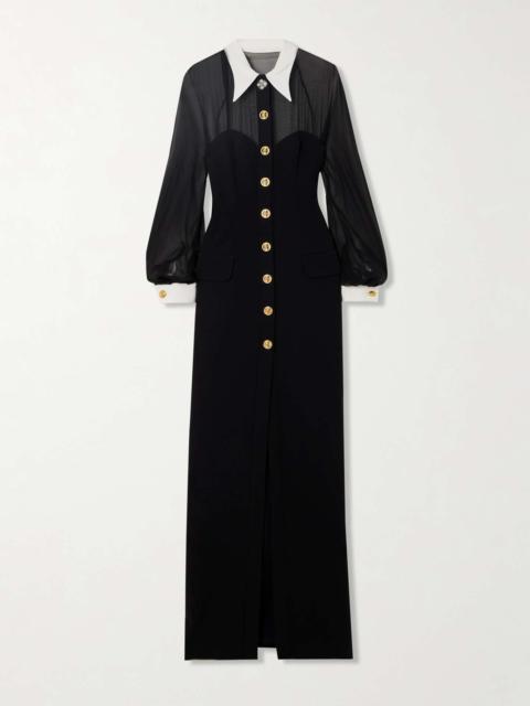 Silk-chiffon and cady shirt dress