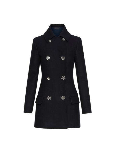 FLORAL BUTTON DOUBLE-BREASTED CAR COAT