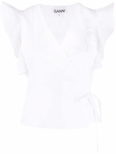 ruffled-sleeve wrap top