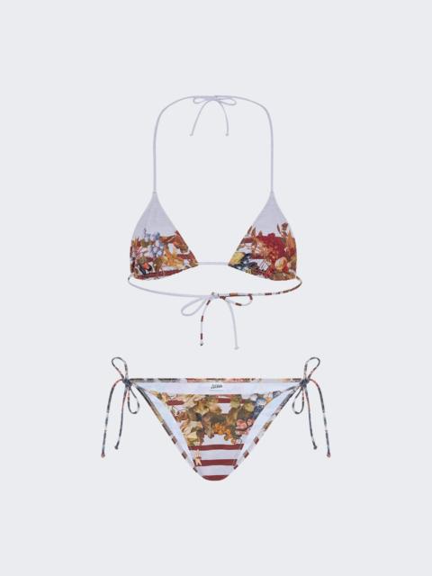 String Bikini Set Marinière Grape Print