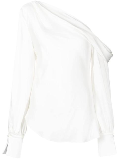 Alice satin-finish one-shoulder blouse