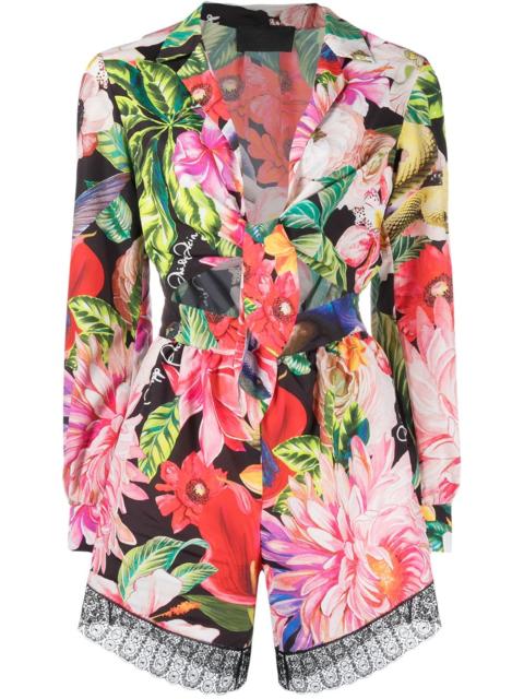 lace-hem floral jumpsuit