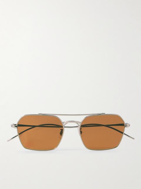 Aviator-style Silver-tone Sunglasses