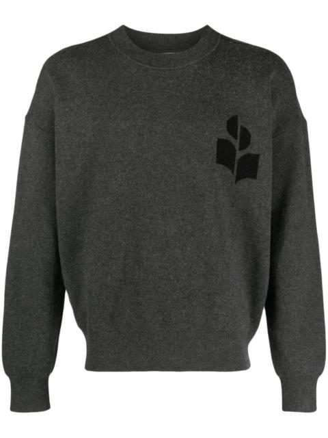 logo-intarsia fine-knit jumper