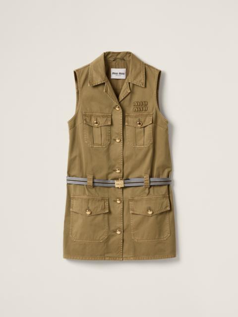 Garment-dyed cotton satin dress