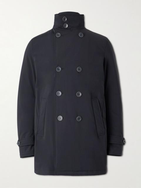Double-Breasted Padded Stretch-Shell Down Peacoat Navy