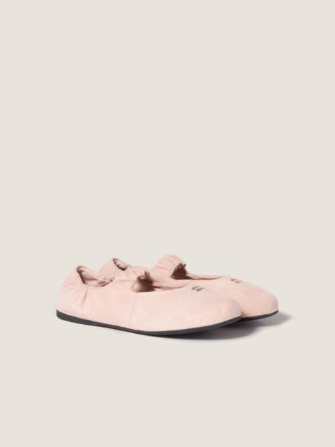 Ruches suede ballerinas