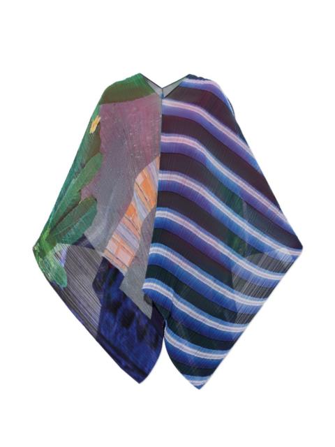 pleated-patterned poncho