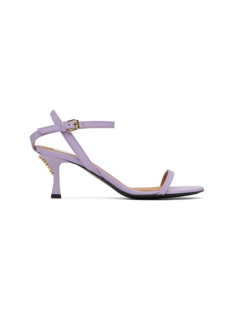 Purple Buckled Bow Heeled Sandals