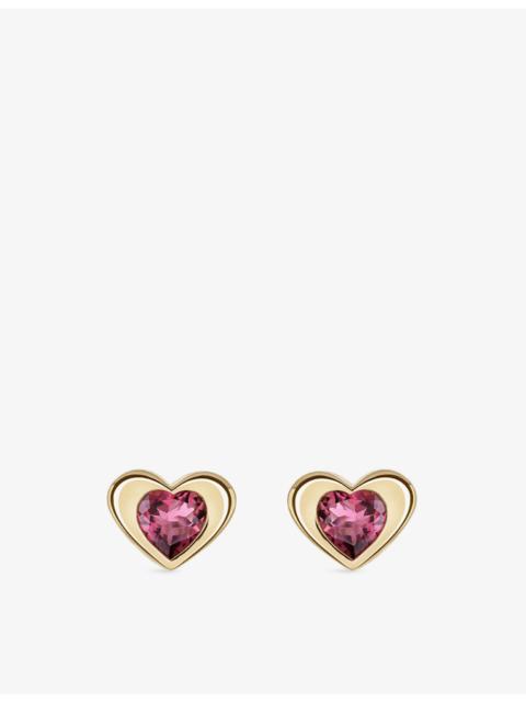 Heart 14ct Yellow Gold And 1.60ct Tourmaline Stud Earrings