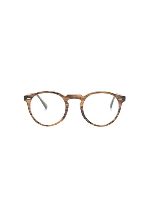 patterned round-frame glasses