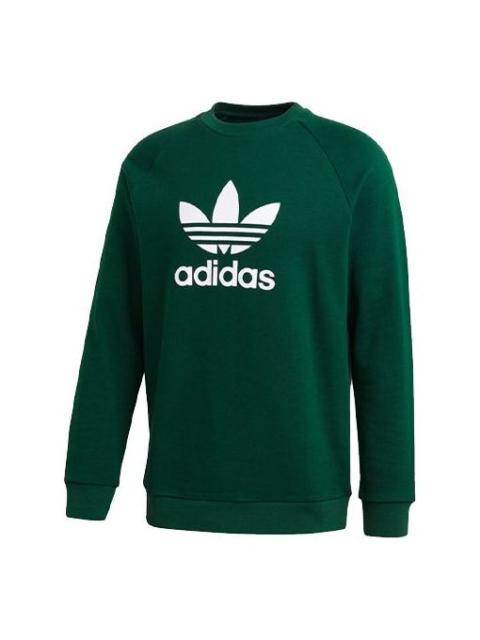 adidas originals Trefoil Crew Casual Sports Round Neck Pullover Green GJ8296