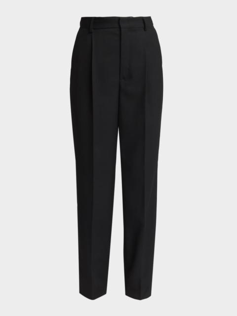 Pleated Straight-Leg Tuxedo Pants