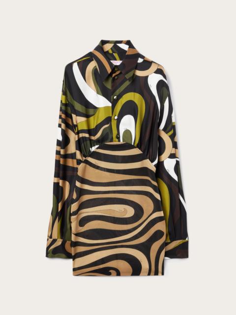MARMO PRINT LONG SLEEVES MINI DRESS
