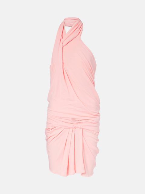 Draped cotton-blend jersey minidress