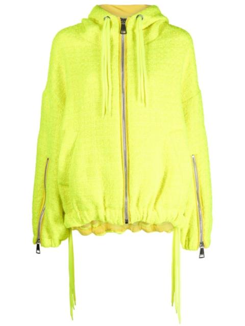 tweed drawstring hood jacket