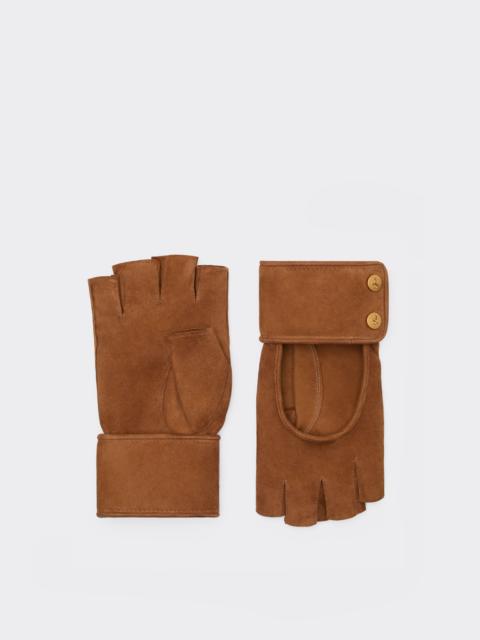 Fingerless gloves in suede