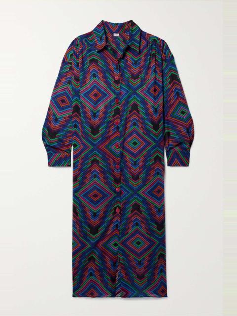 DJ printed cotton-voile midi shirt dress