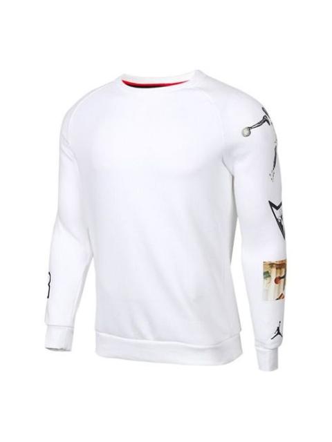 Air Jordan Athleisure Casual Sports Printing Round Neck Long Sleeves White CD5872-100