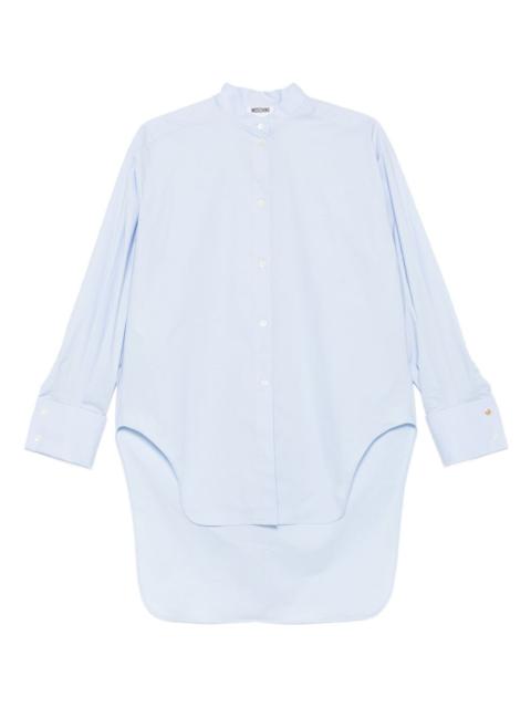 band-collar curved-hem shirt