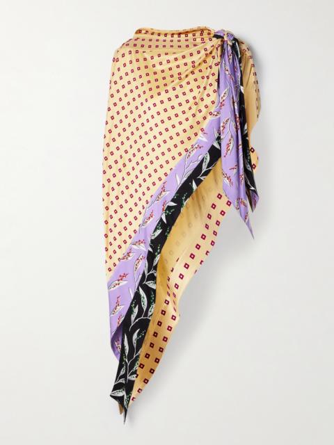 Draped Flocked Printed Satin Shawl