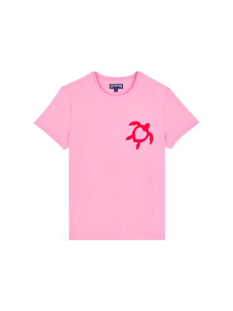 Organic Cotton T-shirt Flocked Turtle Heart Tahiti