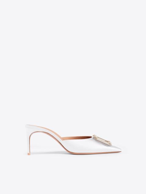 Mona 70 White Satin Mules