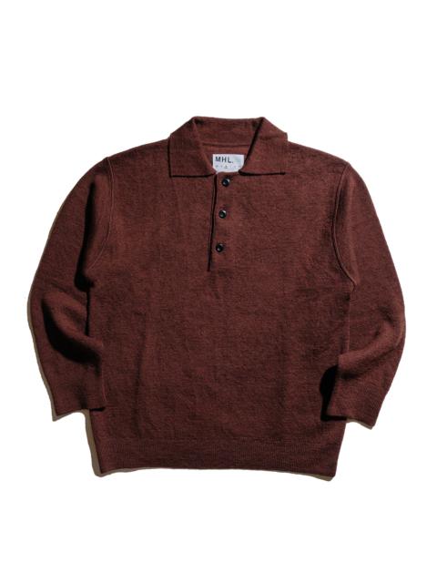 MHL Oversized Knitted Polo Dry Wool Dark Brown