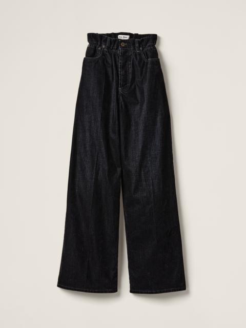 Washed flocked chambray pants