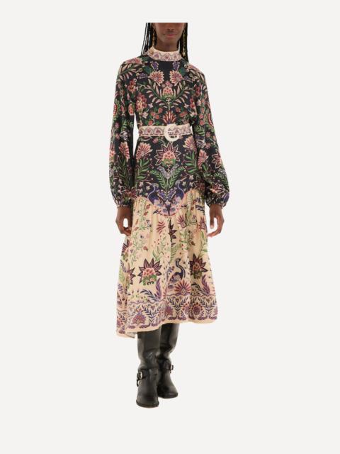 Black Marvelous Garden Midi Dress