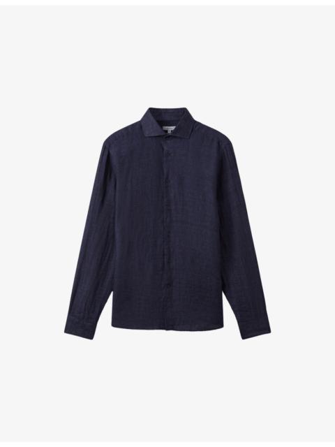 Ruban Cutaway-Collar Slim-Fit Linen Shirt