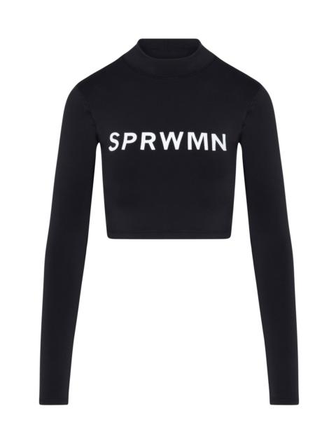 BLACK FRONT LOGO CROPPED RASHGUARD
