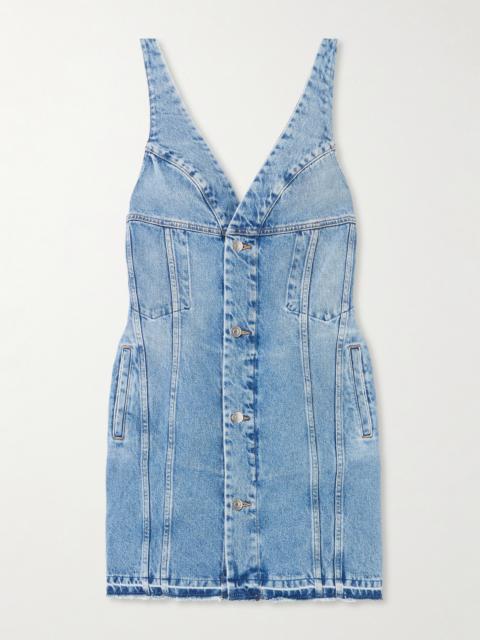 Frayed Paneled Organic Denim Mini Dress