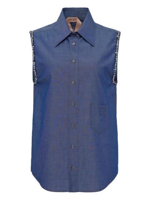 crystal-embellished sleeveless top