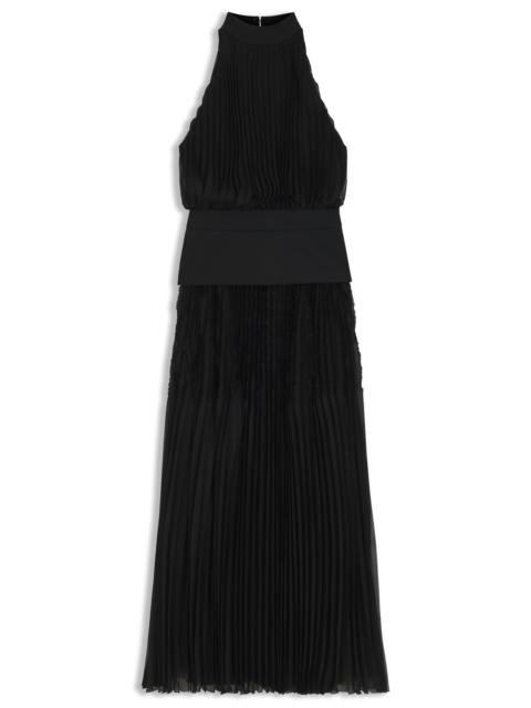 LONG-LENGTH PLISSÉ DRESS WITH PLAIN INSERT