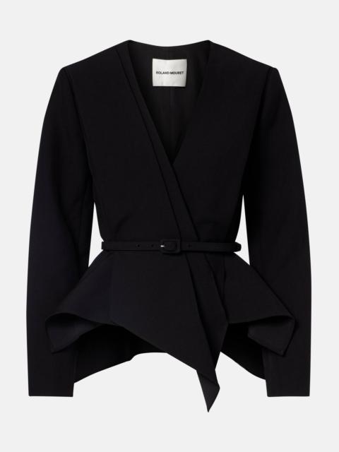 Asymmetric draped crêpe blazer