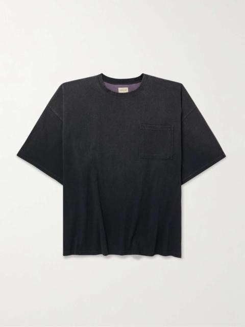 Distressed Printed Two-Tone Cotton-Jersey T-Shirt