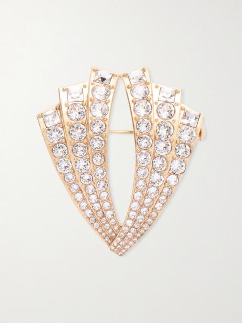 Crystal-embellished Gold-tone Brooch