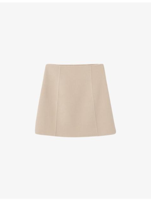 Straight-cut high-rise wool-blend mini skirt