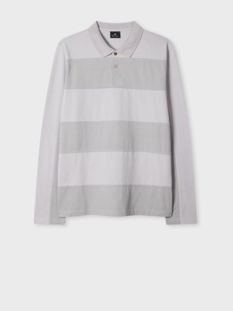 Mauve Block Stripe Rugby Polo Shirt
