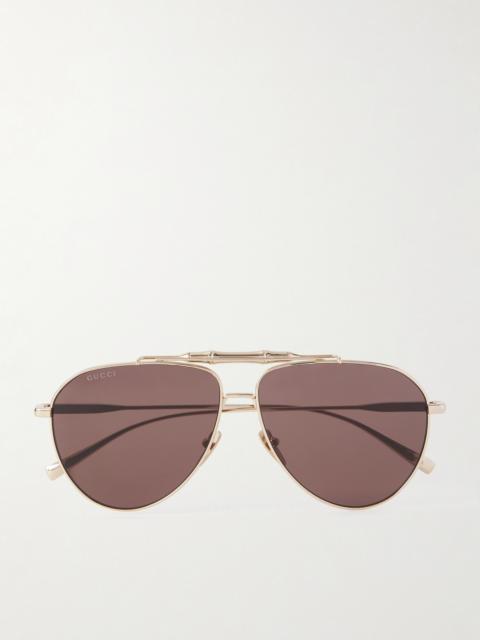 Bamboo Aviator-style Gold-tone Sunglasses